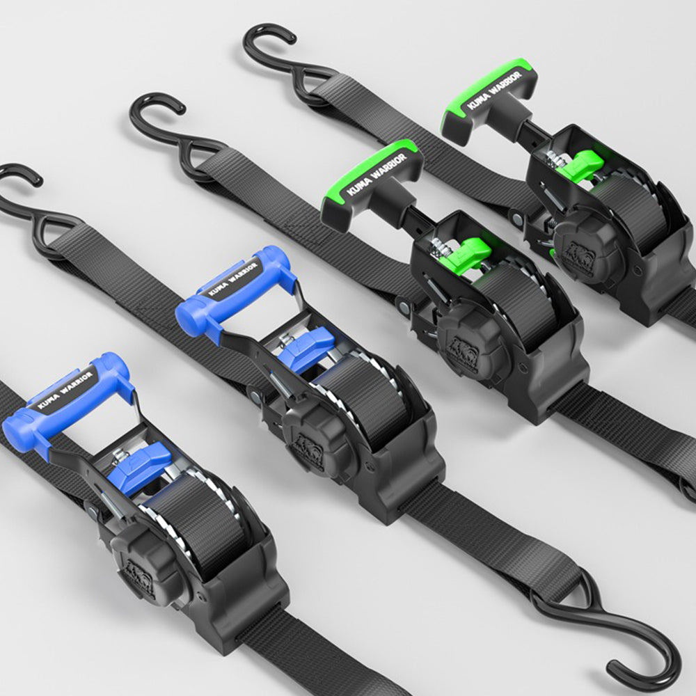 HexaGear | Retractable Ratchet Tie-Down Straps - 1500lb Strength Auto-Rewind Cargo Straps