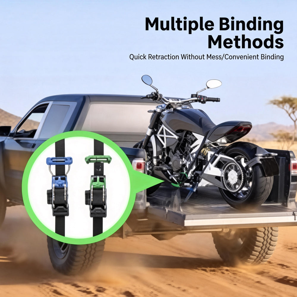 HexaGear | Retractable Ratchet Tie-Down Straps - 1500lb Strength Auto-Rewind Cargo Straps